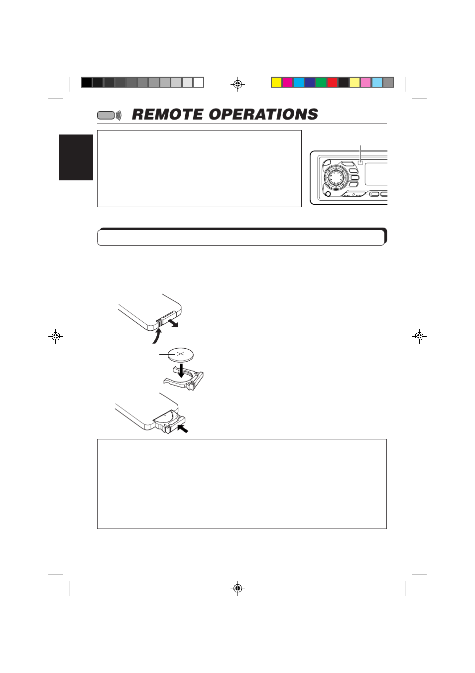 Remote operations, Installing the batteries | JVC KS-FX840R User Manual | Page 34 / 186