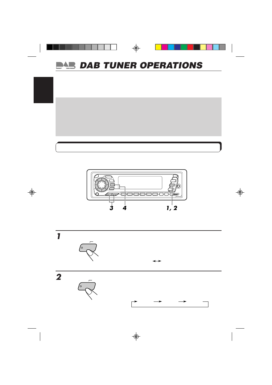 Dab tuner operations, Tuning into an ensemble and one of the services | JVC KS-FX840R User Manual | Page 40 / 186