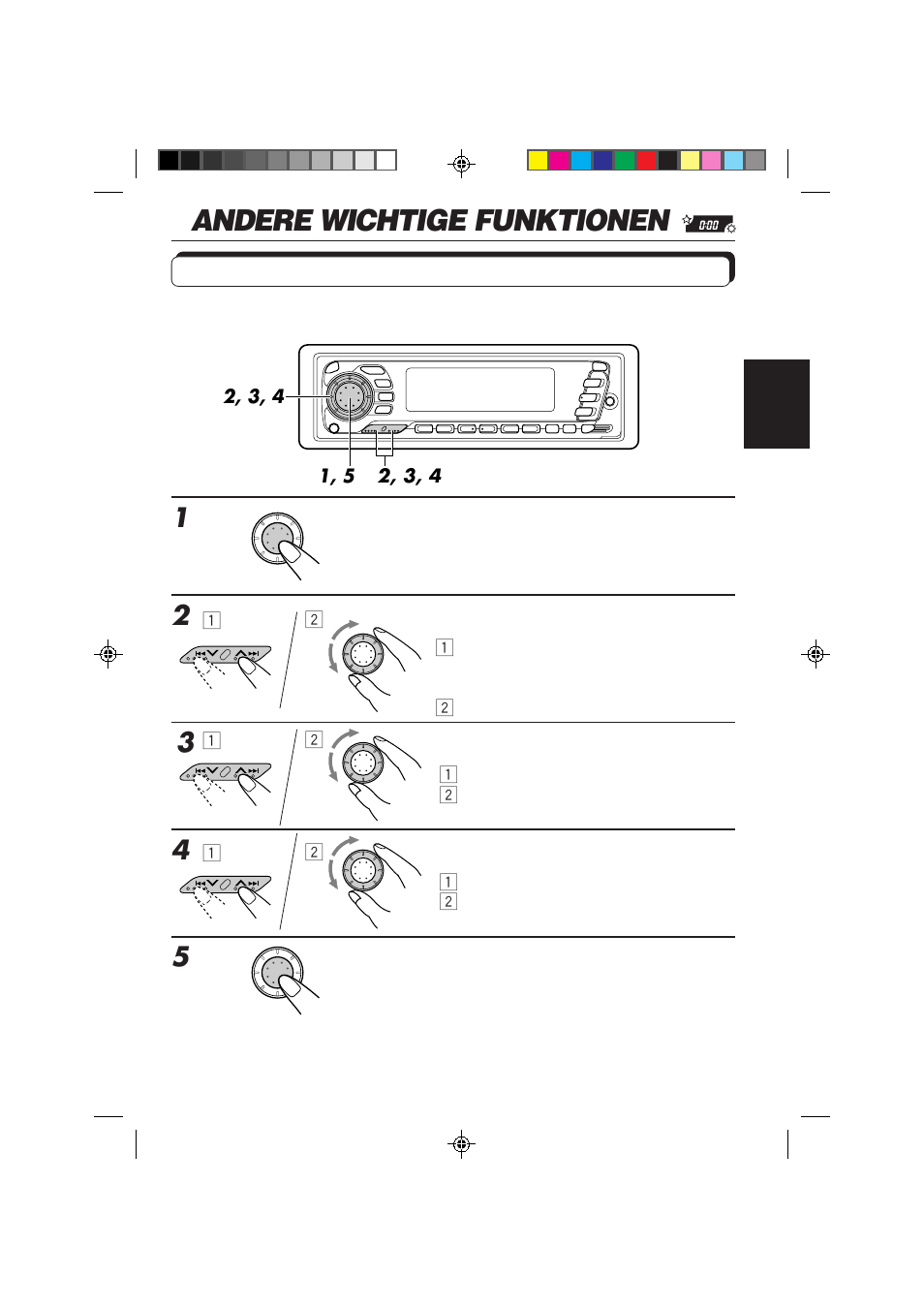 Andere wichtige funktionen, Stellen der uhr | JVC KS-FX840R User Manual | Page 71 / 186