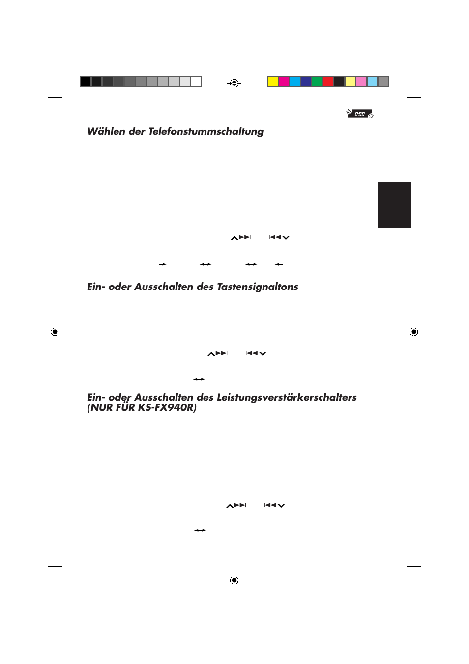 Wählen der telefonstummschaltung, Ein- oder ausschalten des tastensignaltons | JVC KS-FX840R User Manual | Page 77 / 186