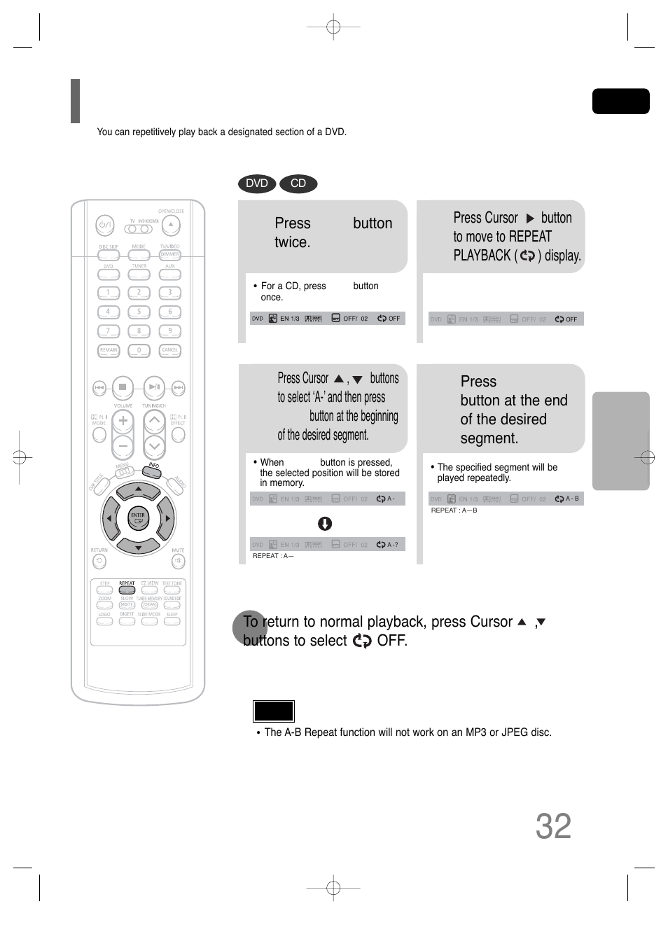 A-b repeat playback | Samsung AH68-01701V User Manual | Page 34 / 71