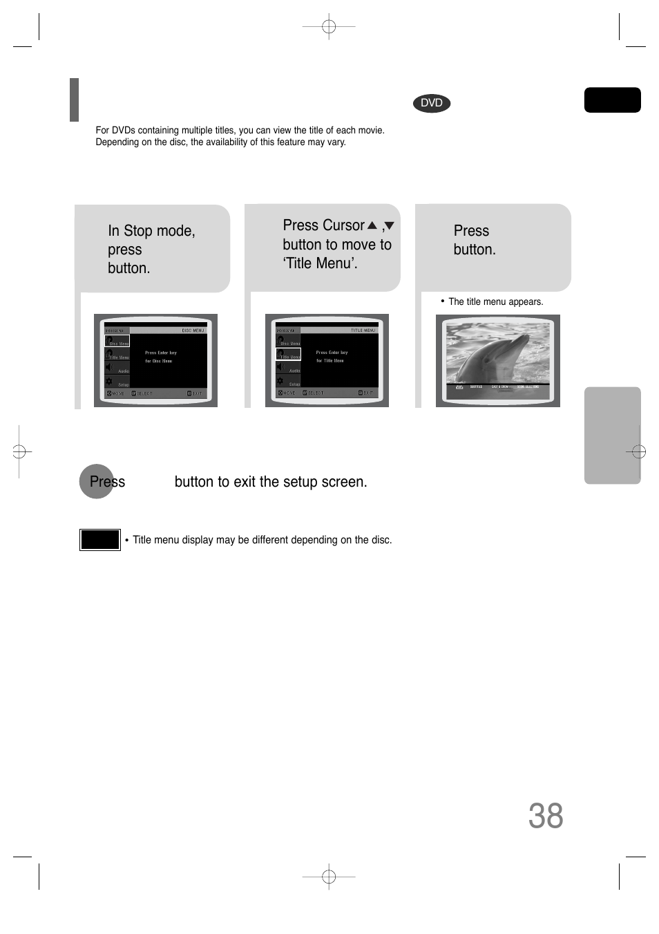 Using the title menu | Samsung AH68-01701V User Manual | Page 40 / 71
