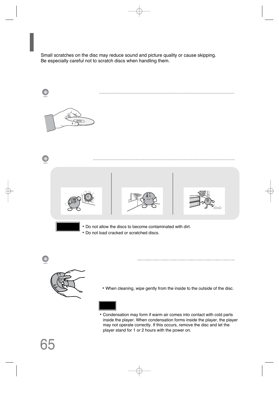 Cautions on handling and storing discs | Samsung AH68-01701V User Manual | Page 67 / 71