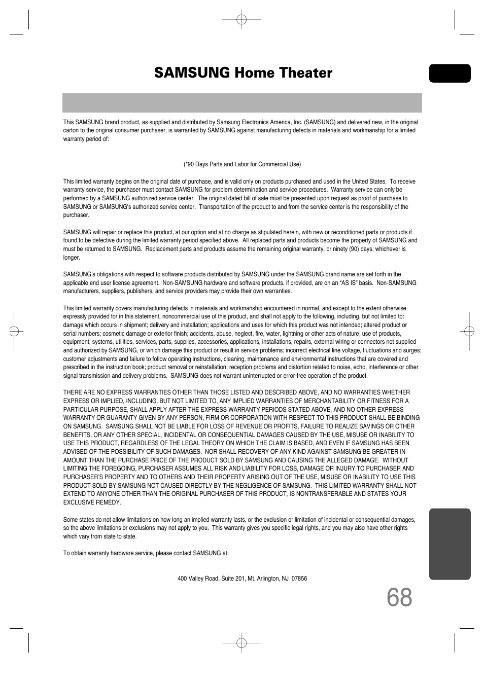 Samsung home theater, Eng miscellaneous | Samsung AH68-01701V User Manual | Page 70 / 71