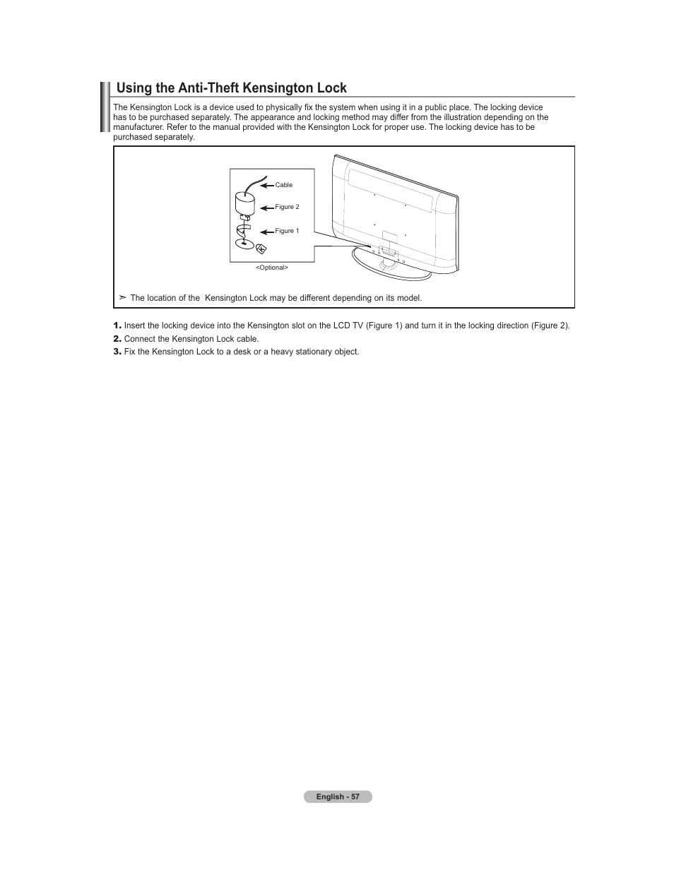 Using the anti-theft kensington lock | Samsung 451 User Manual | Page 59 / 81