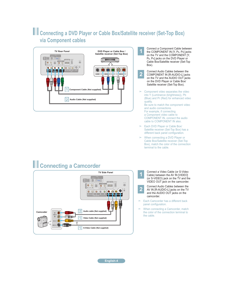Connecting a camcorder | Samsung 451 User Manual | Page 66 / 81