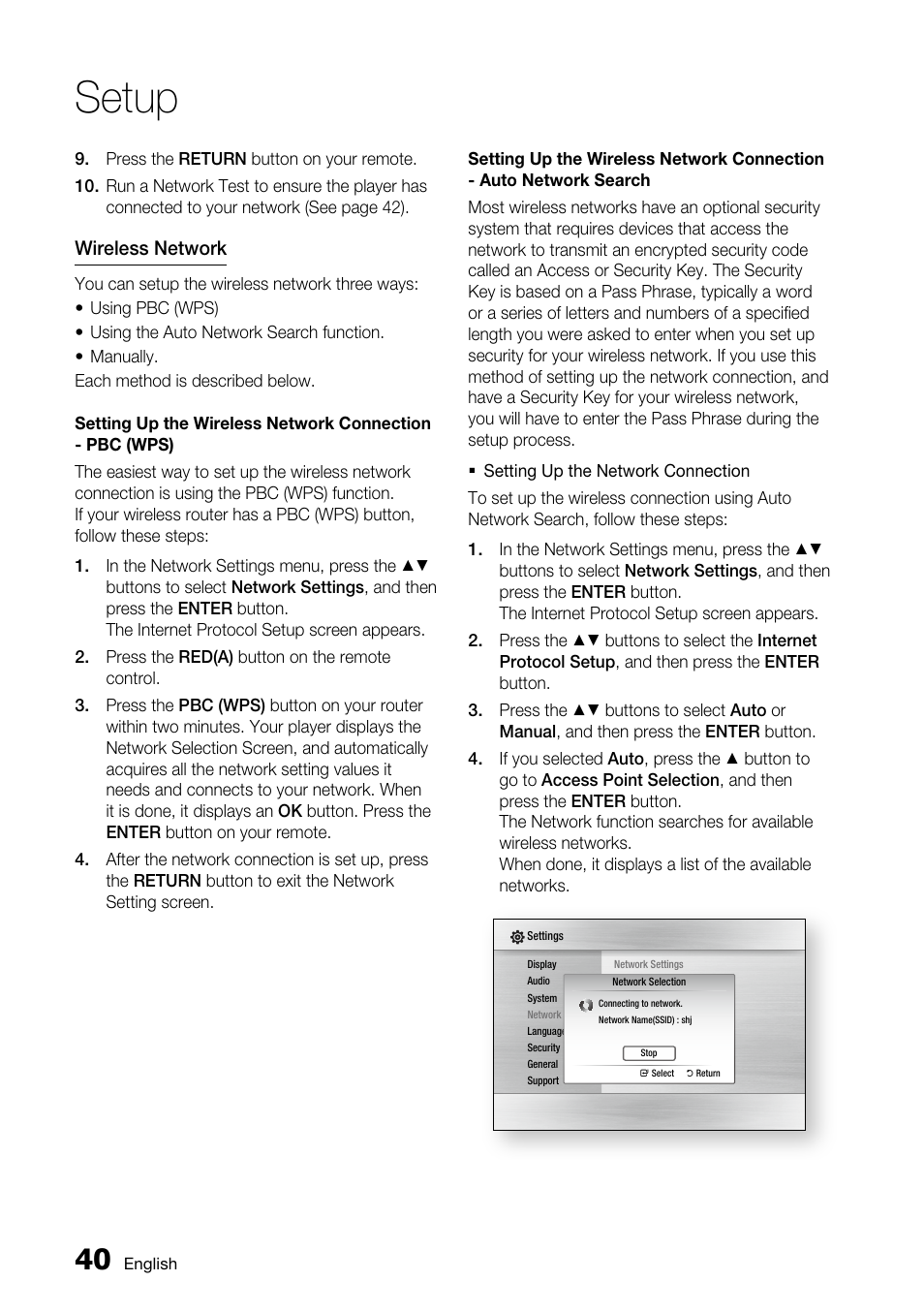 Setup | Samsung AK68-01859A User Manual | Page 40 / 69