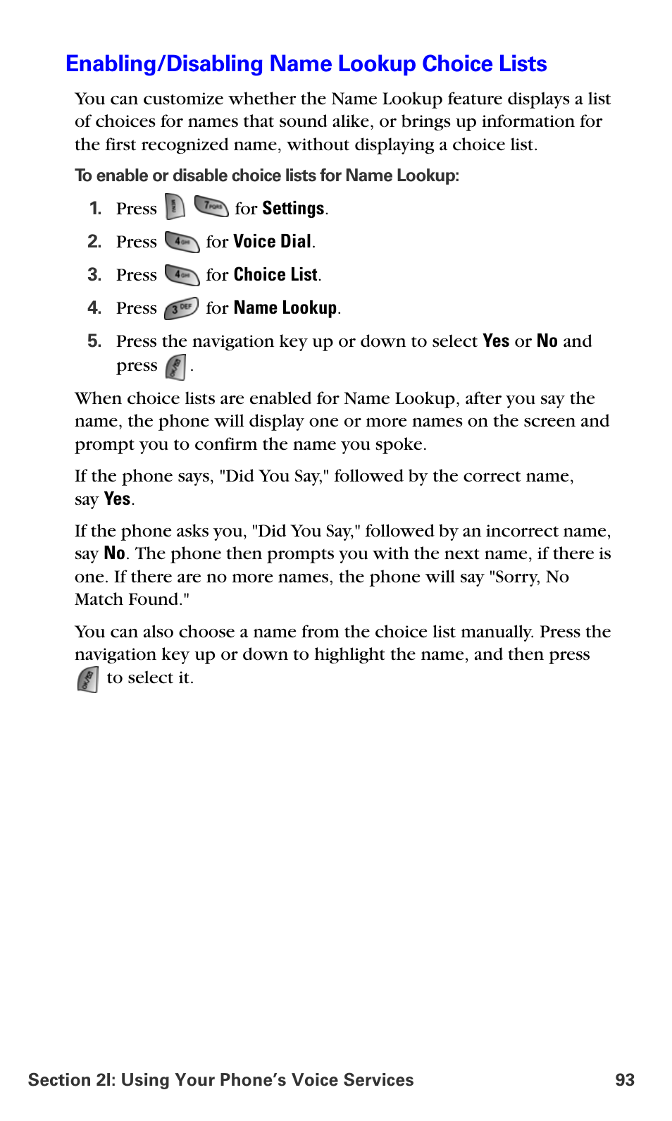 Enabling/disabling name lookup choice lists | Samsung A660 User Manual | Page 100 / 158