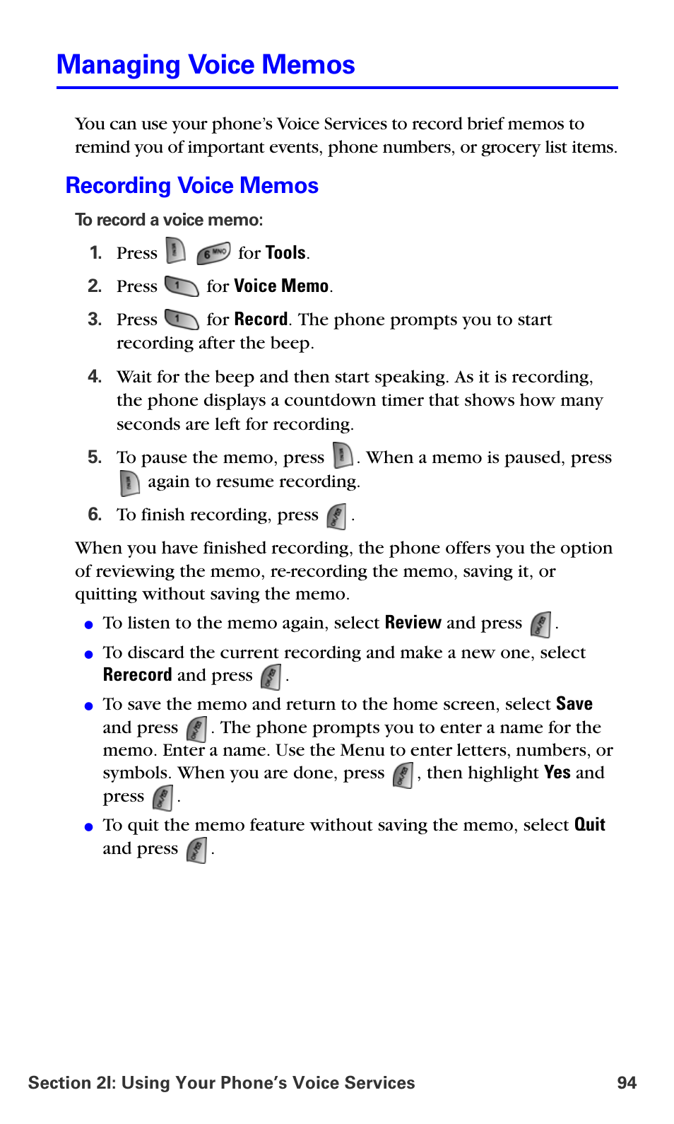 Managing voice memos, Recording voice memos | Samsung A660 User Manual | Page 101 / 158