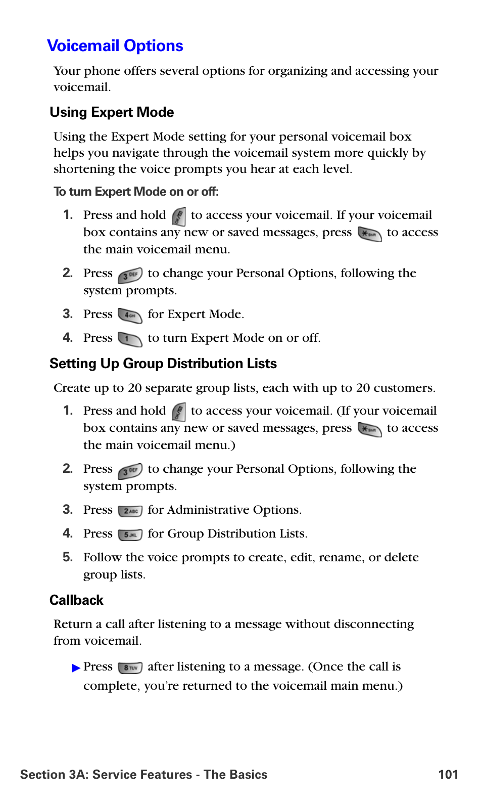 Voicemail options | Samsung A660 User Manual | Page 108 / 158