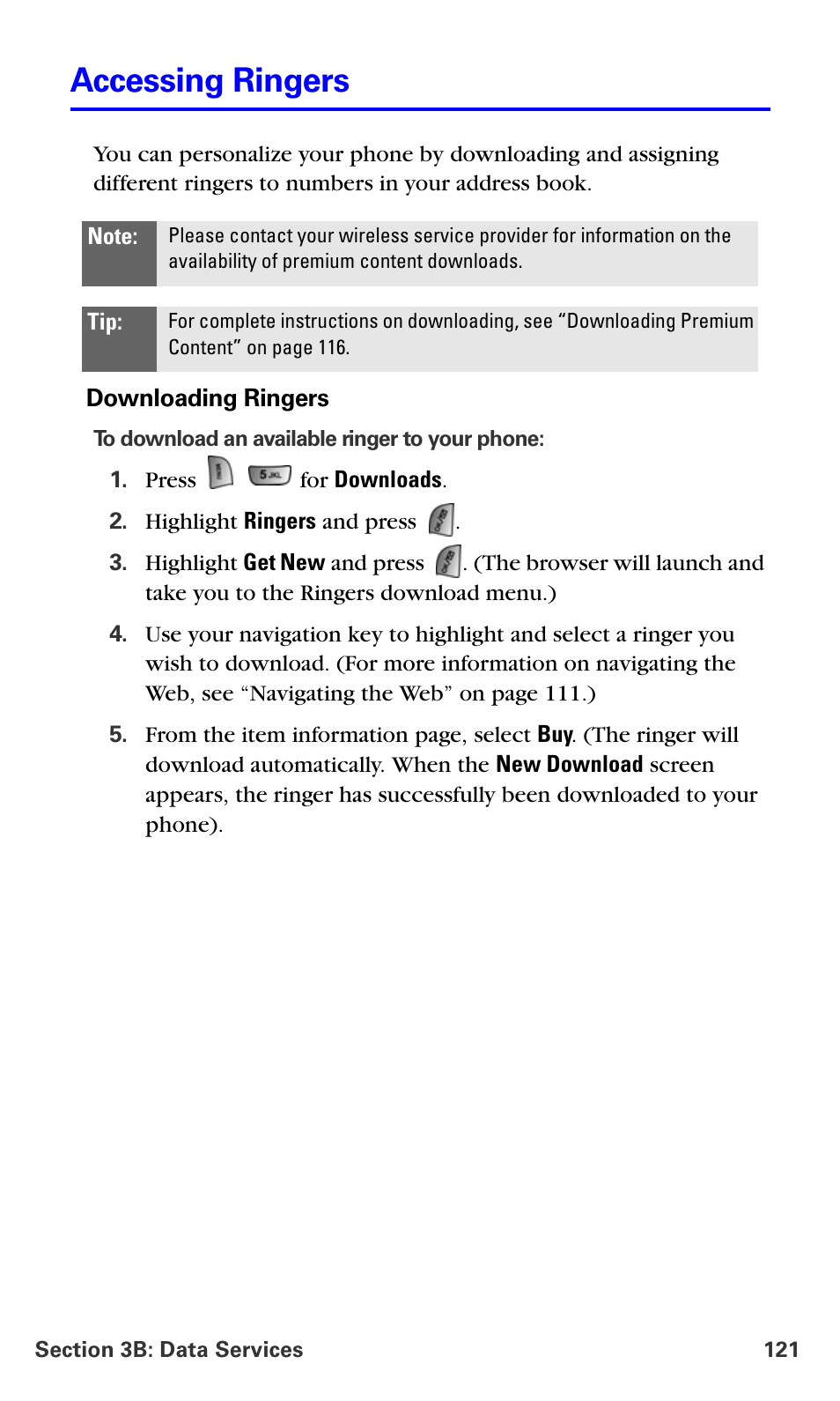 Accessing ringers | Samsung A660 User Manual | Page 128 / 158