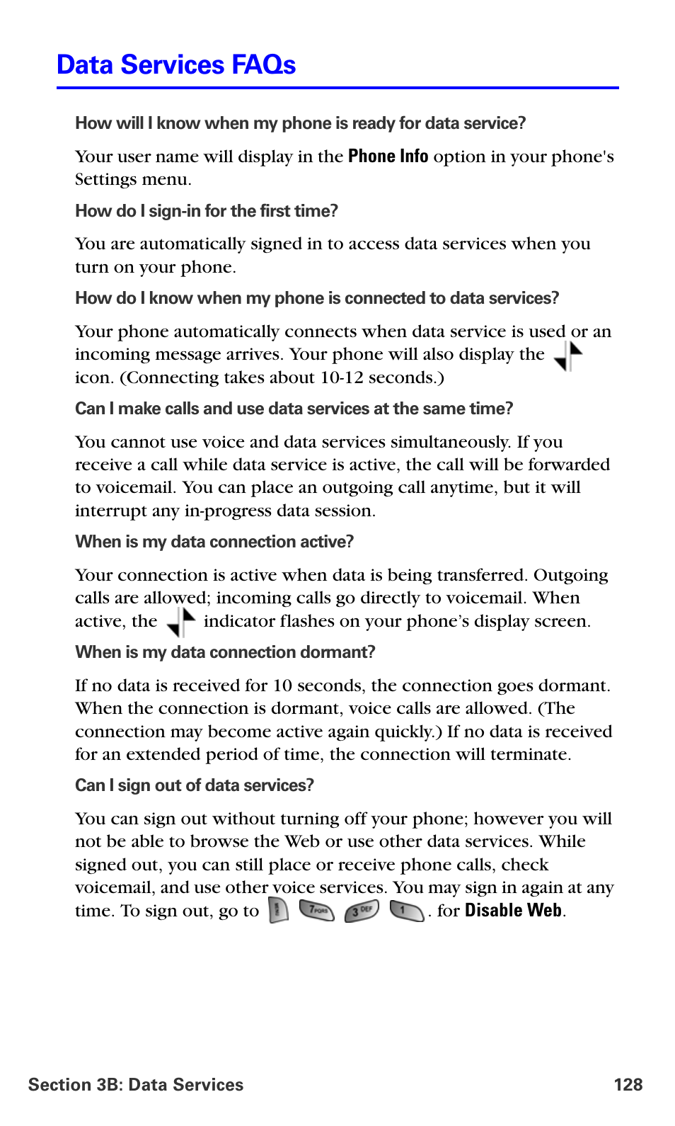 Data services faqs | Samsung A660 User Manual | Page 135 / 158