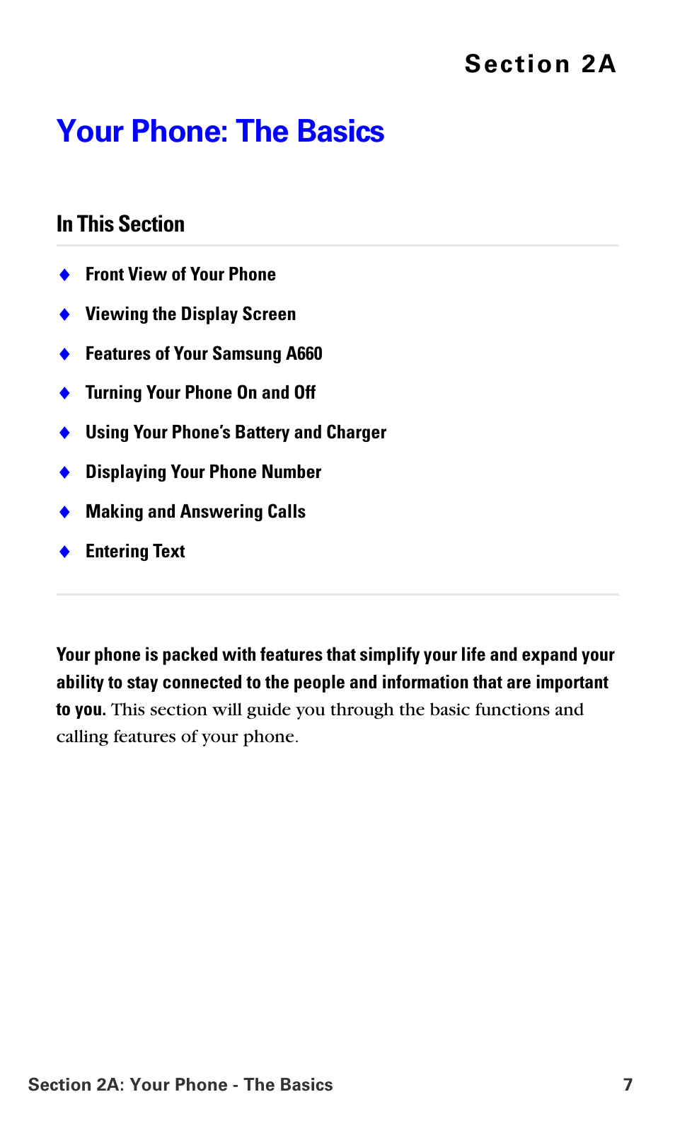Your phone: the basics, 2a.your phone: the basics | Samsung A660 User Manual | Page 14 / 158