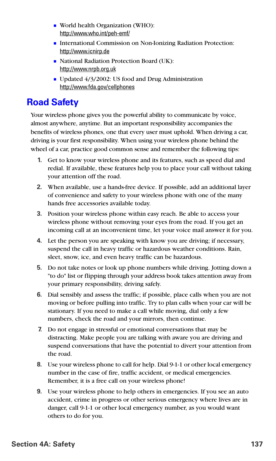 Road safety | Samsung A660 User Manual | Page 144 / 158