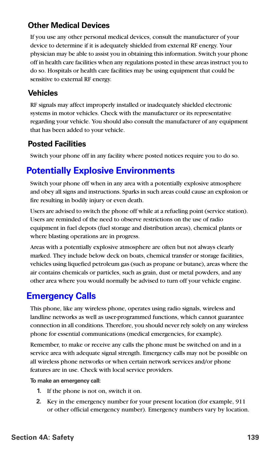 Potentially explosive environments, Emergency calls, Other medical devices | Vehicles, Posted facilities | Samsung A660 User Manual | Page 146 / 158