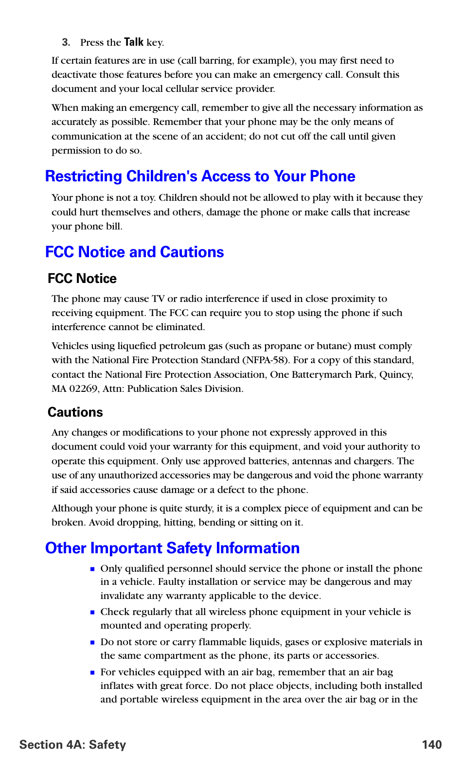 Restricting children's access to your phone, Fcc notice and cautions, Other important safety information | Fcc notice, Cautions | Samsung A660 User Manual | Page 147 / 158