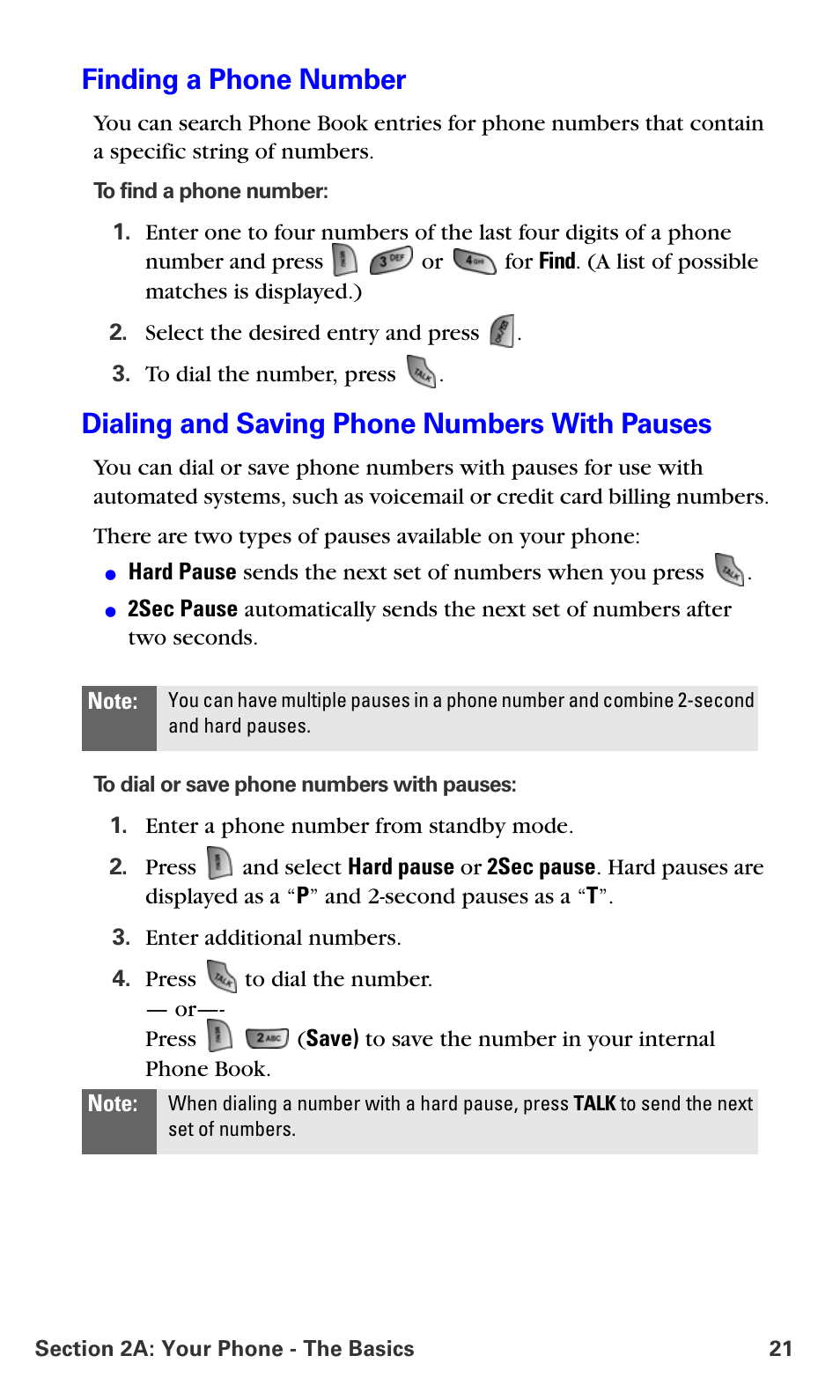 Finding a phone number, Dialing and saving phone numbers with pauses | Samsung A660 User Manual | Page 28 / 158