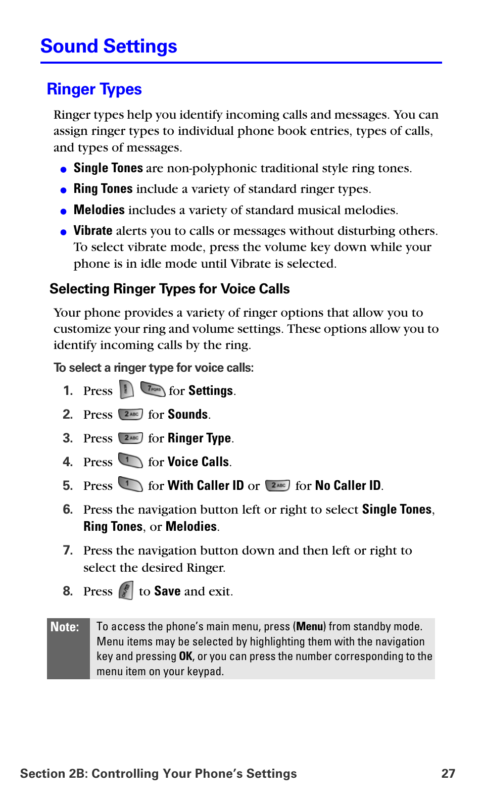 Sound settings, Ringer types | Samsung A660 User Manual | Page 34 / 158
