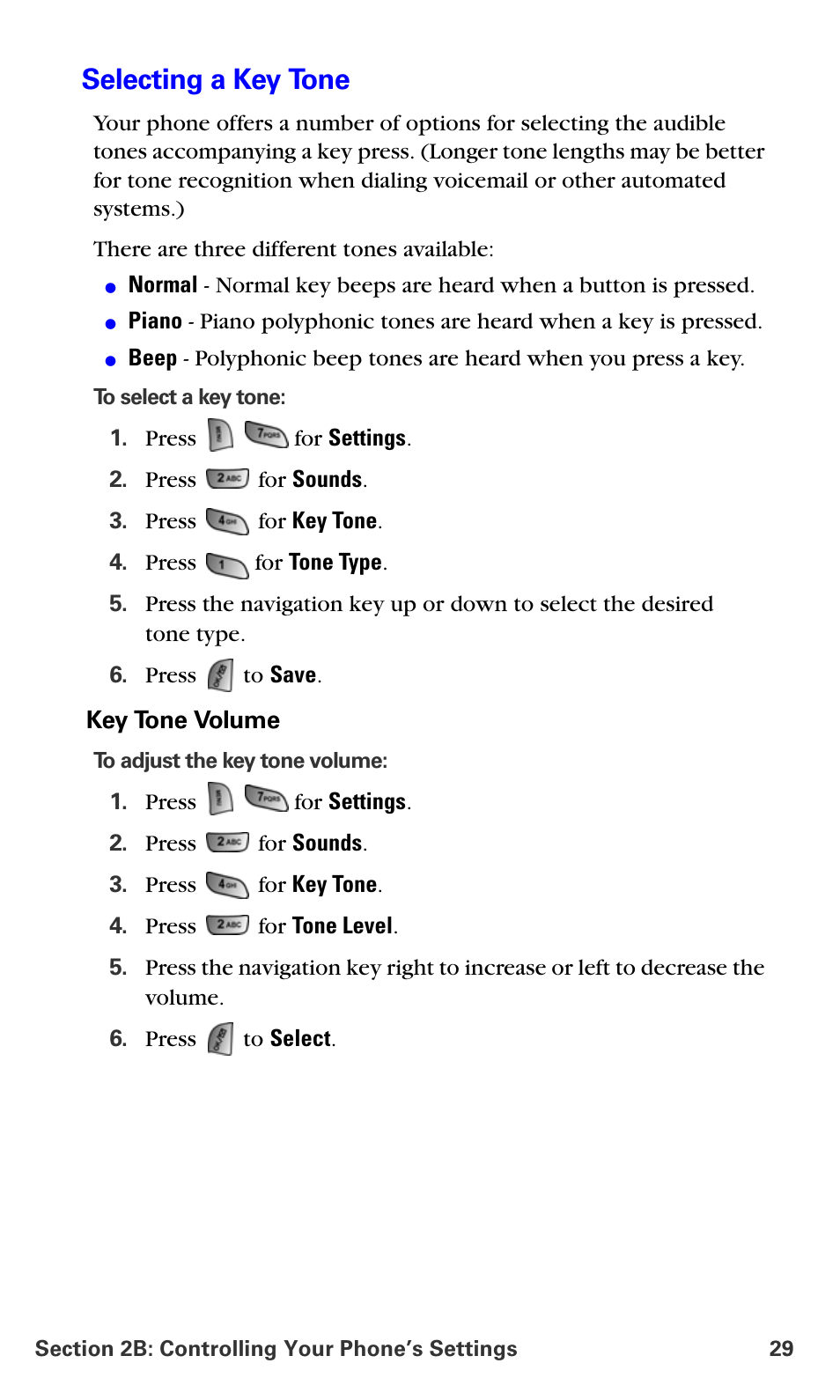 Selecting a key tone | Samsung A660 User Manual | Page 36 / 158