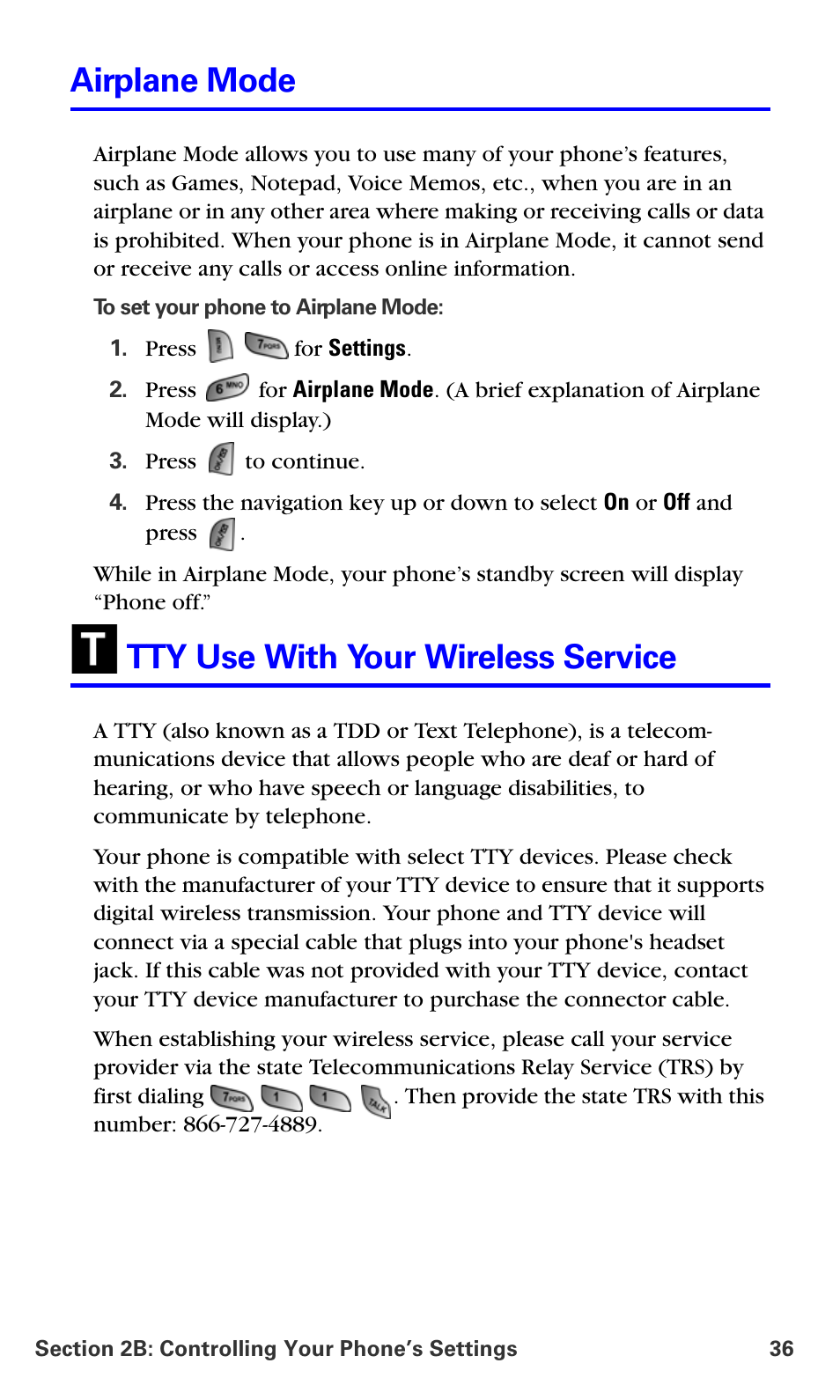 Airplane mode, Tty use with your wireless service | Samsung A660 User Manual | Page 43 / 158