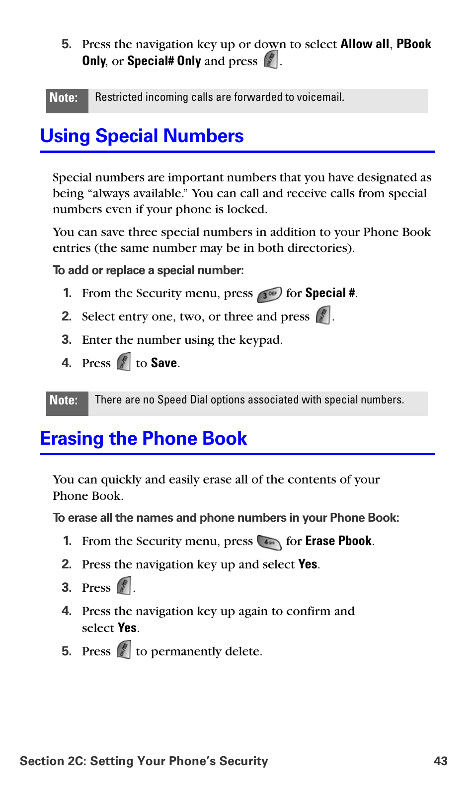 Using special numbers, Erasing the phone book | Samsung A660 User Manual | Page 50 / 158