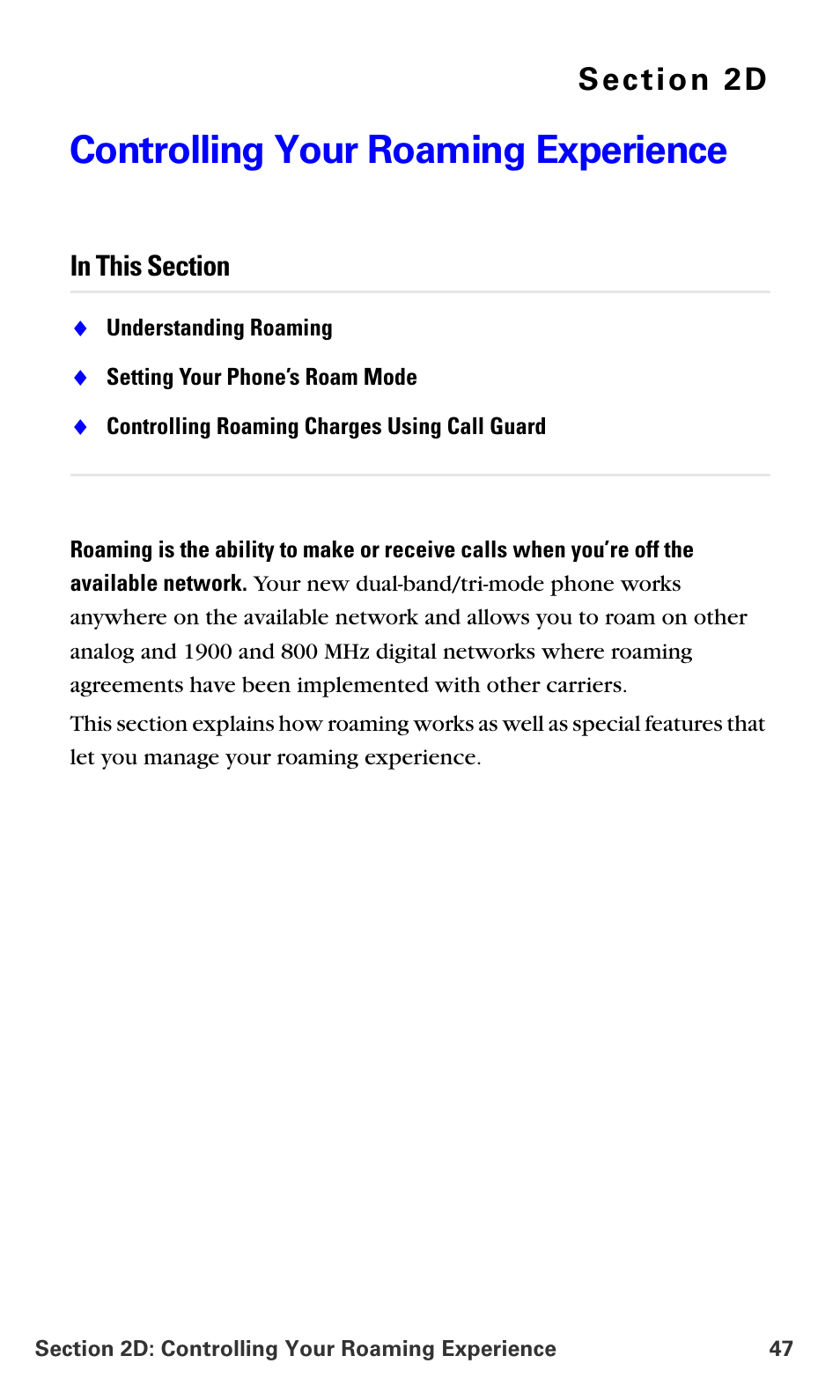Controlling your roaming experience, 2d.controlling your roaming experience | Samsung A660 User Manual | Page 54 / 158