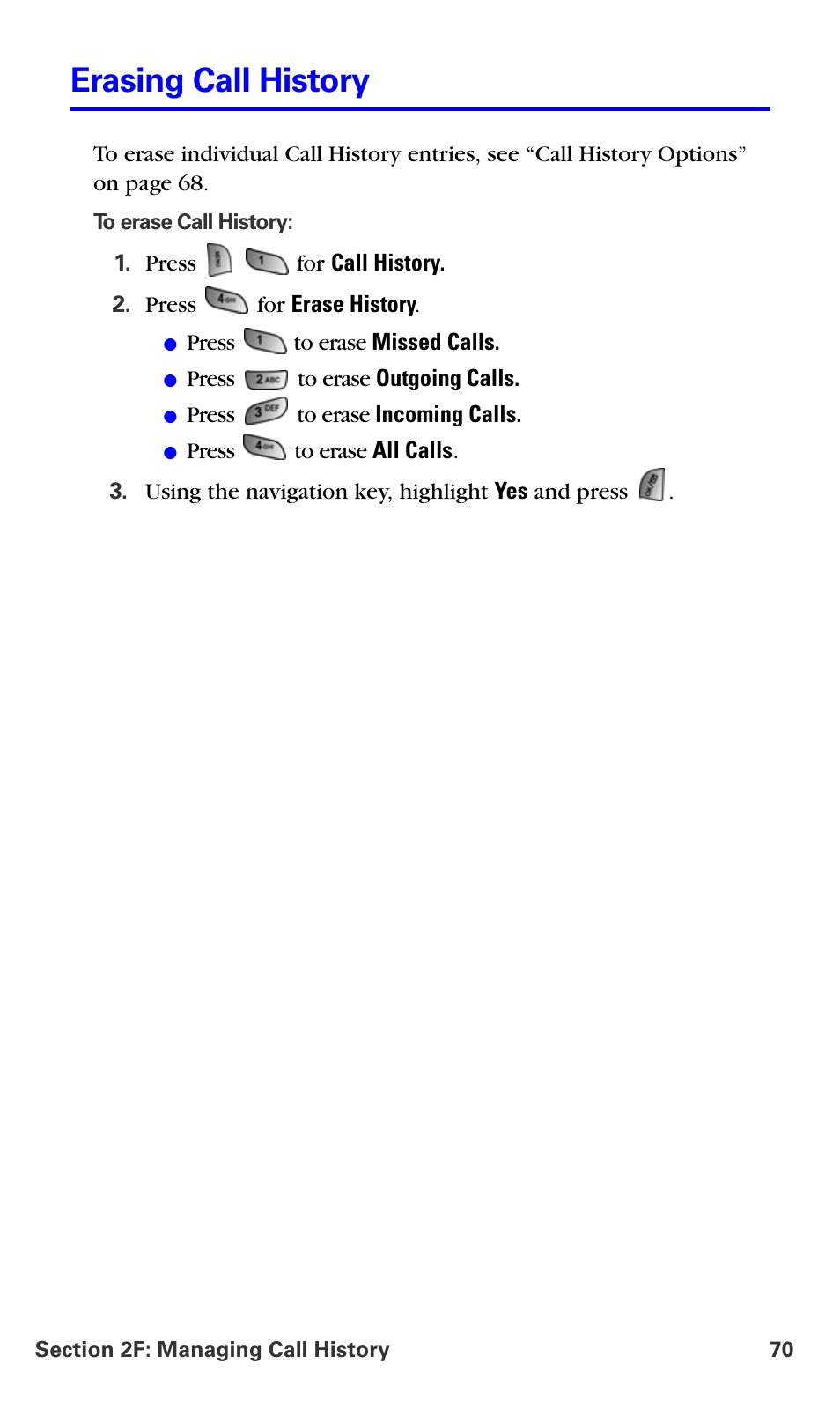 Erasing call history | Samsung A660 User Manual | Page 77 / 158