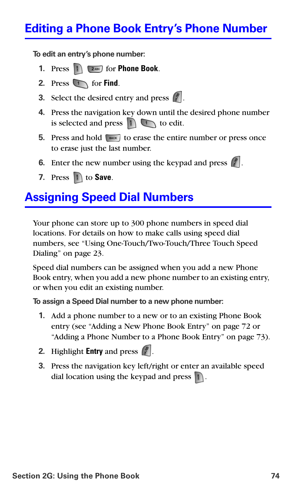Editing a phone book entry’s phone number, Assigning speed dial numbers | Samsung A660 User Manual | Page 81 / 158