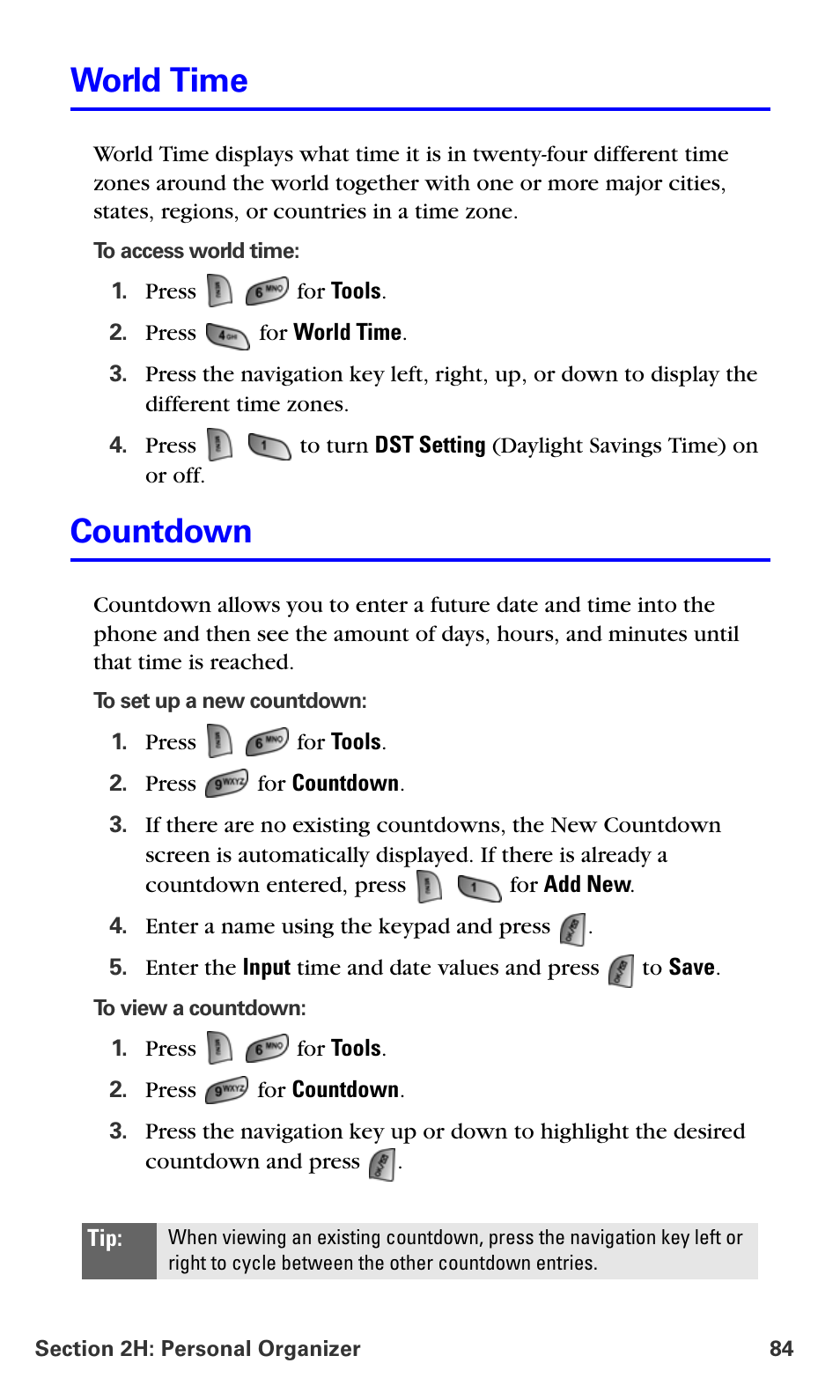 World time, Countdown | Samsung A660 User Manual | Page 91 / 158