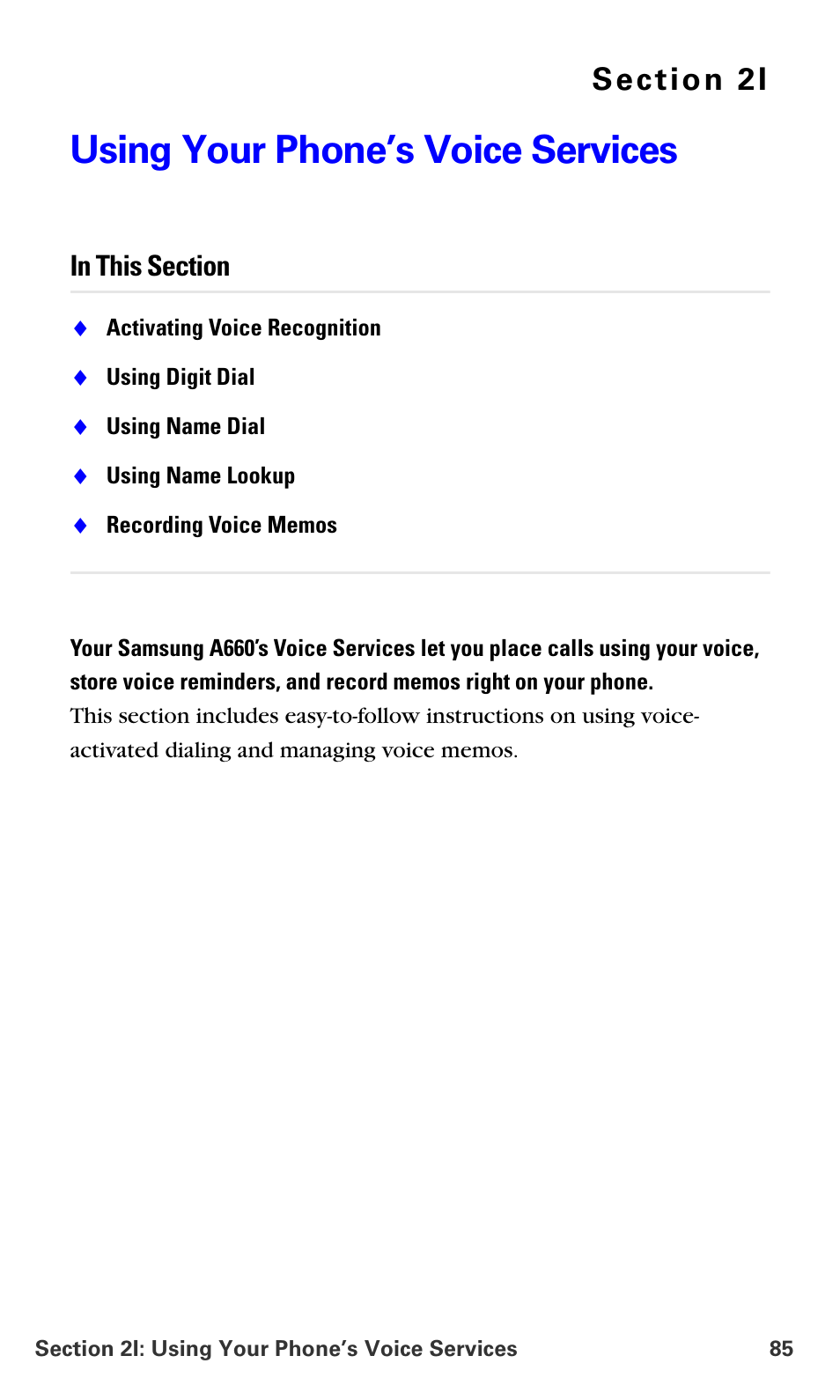 Using your phone’s voice services, 2i. using your phone’s voice services | Samsung A660 User Manual | Page 92 / 158