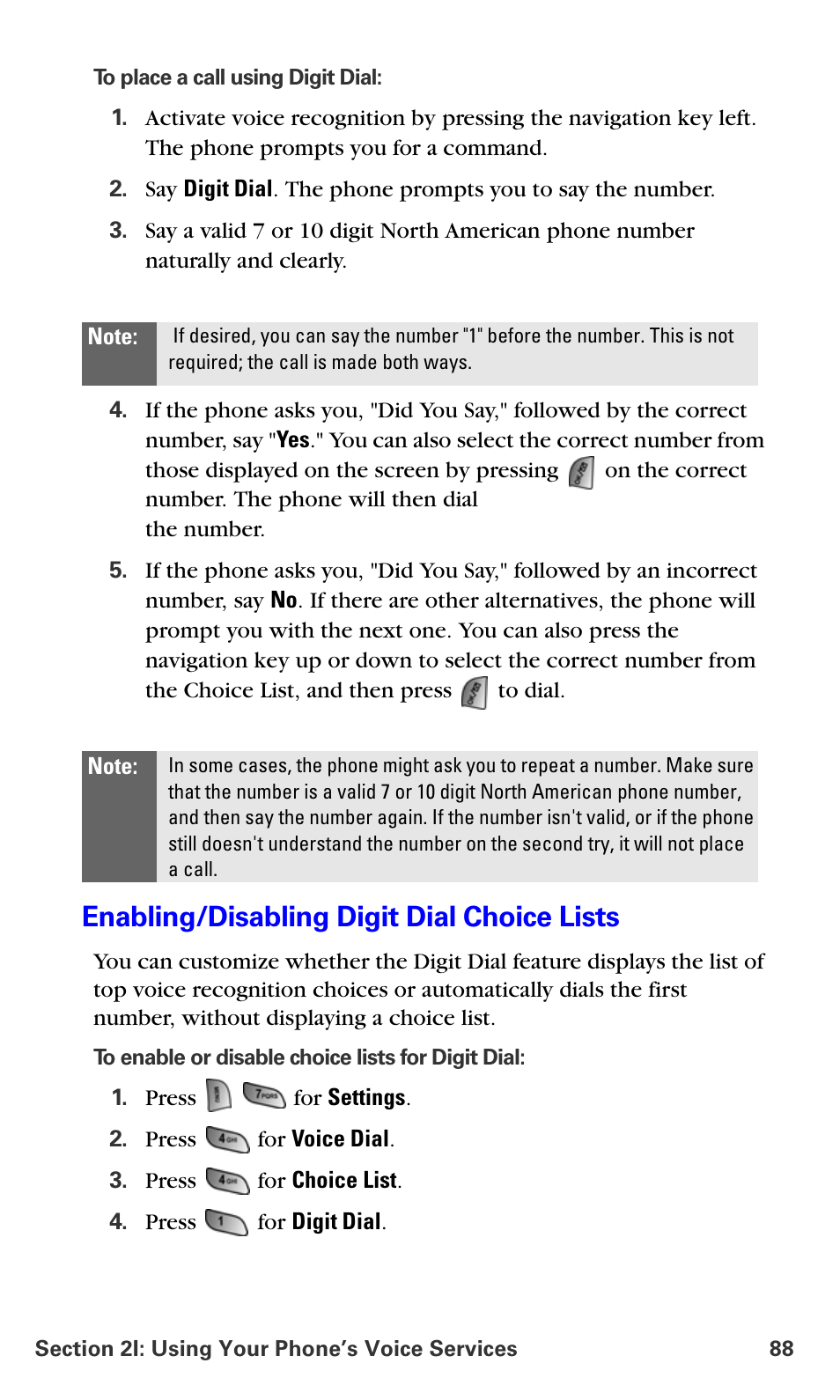 Enabling/disabling digit dial choice lists | Samsung A660 User Manual | Page 95 / 158