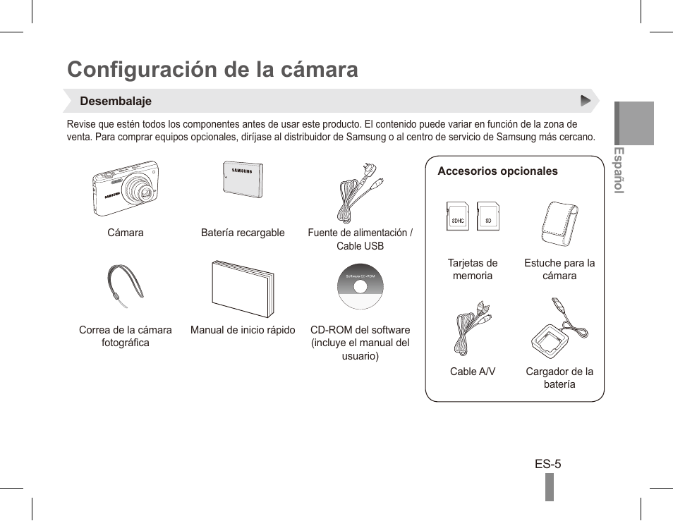 Configuración de la cámara | Samsung AD68-04835A User Manual | Page 15 / 32