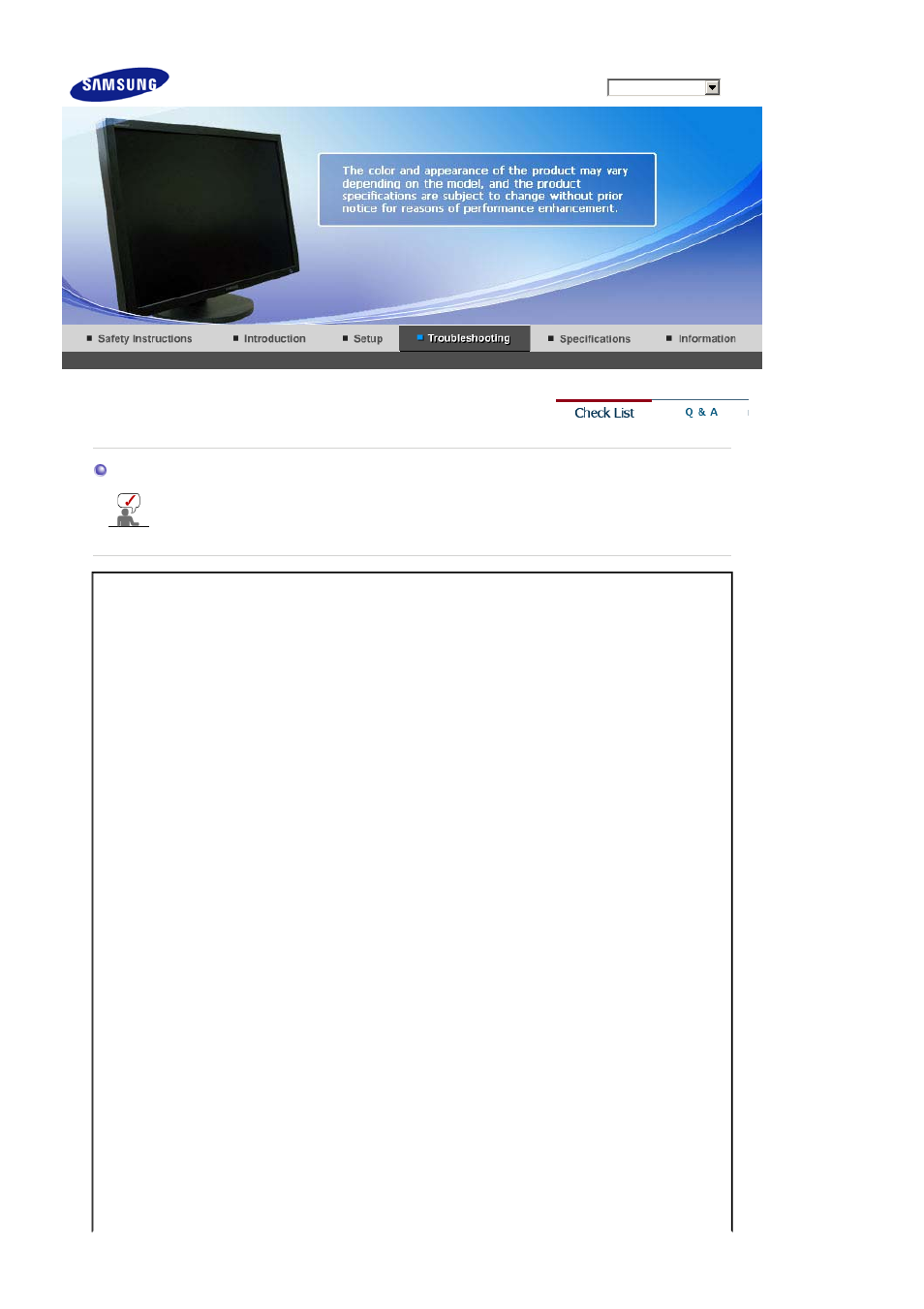 Troubleshooting, Check list | Samsung SyncMaster 305T User Manual | Page 18 / 30