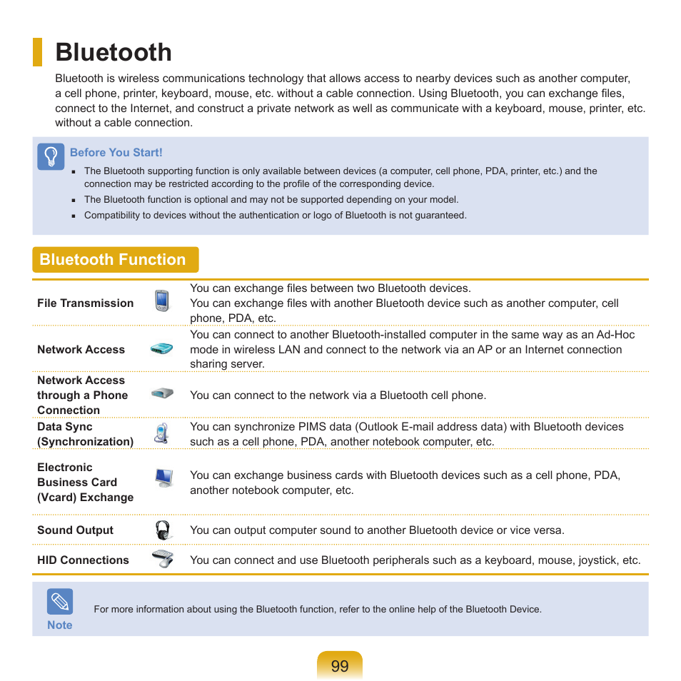 Bluetooth, Bluetooth function | Samsung Q71 User Manual | Page 100 / 191