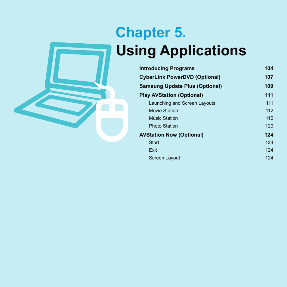 Chapter 5. using applications | Samsung Q71 User Manual | Page 104 / 191