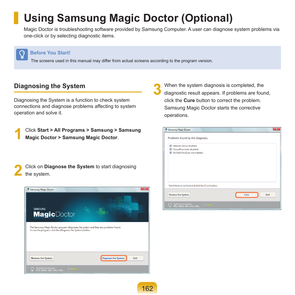 Using samsung magic doctor (optional) | Samsung Q71 User Manual | Page 163 / 191