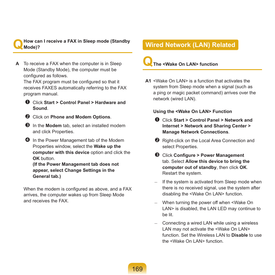 Wired network (lan) related | Samsung Q71 User Manual | Page 170 / 191