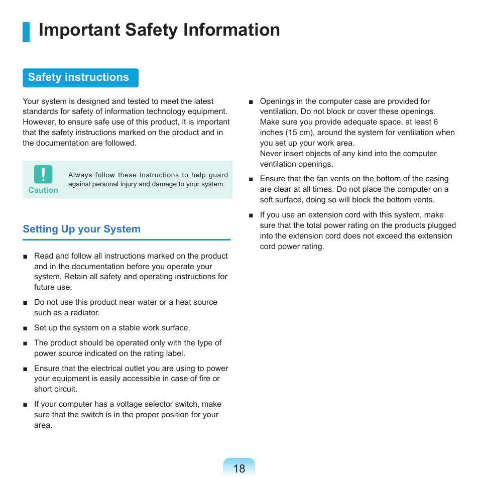 Important safety information, Safety instructions | Samsung Q71 User Manual | Page 19 / 191
