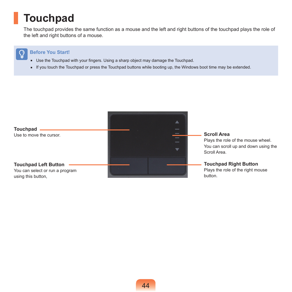 Touchpad | Samsung Q71 User Manual | Page 45 / 191