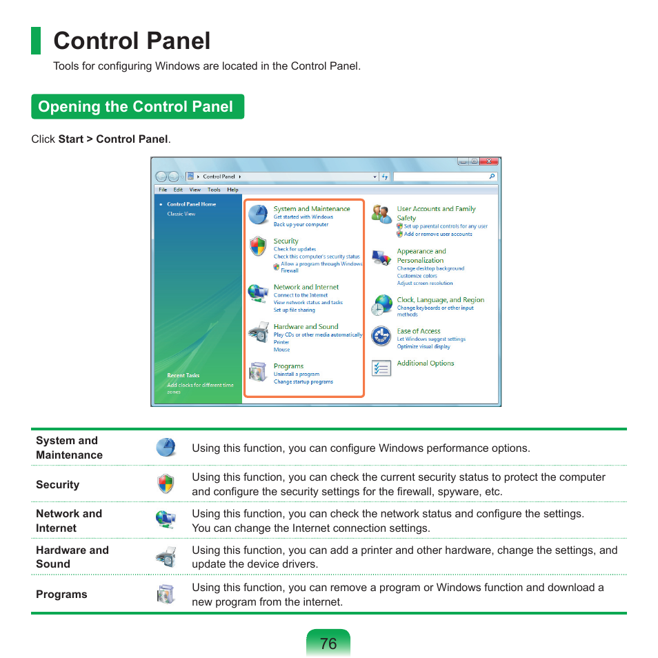 Control panel, Opening the control panel | Samsung Q71 User Manual | Page 77 / 191