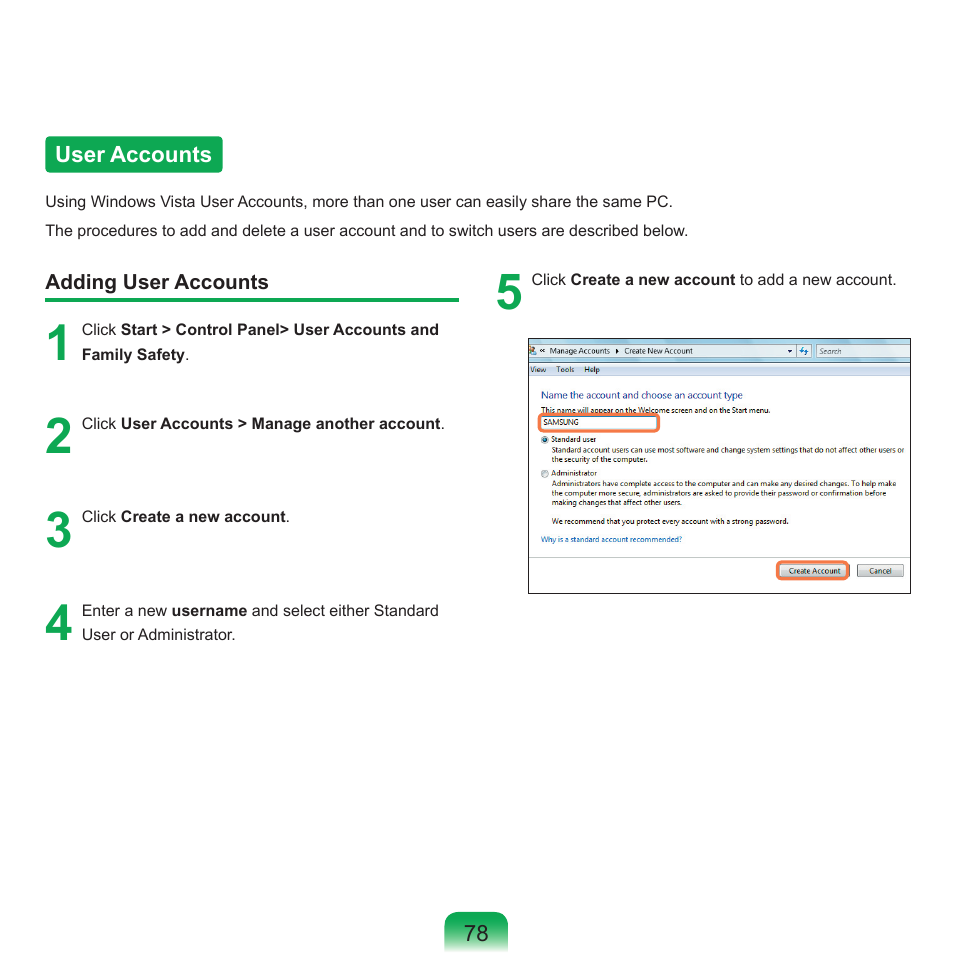 User accounts | Samsung Q71 User Manual | Page 79 / 191