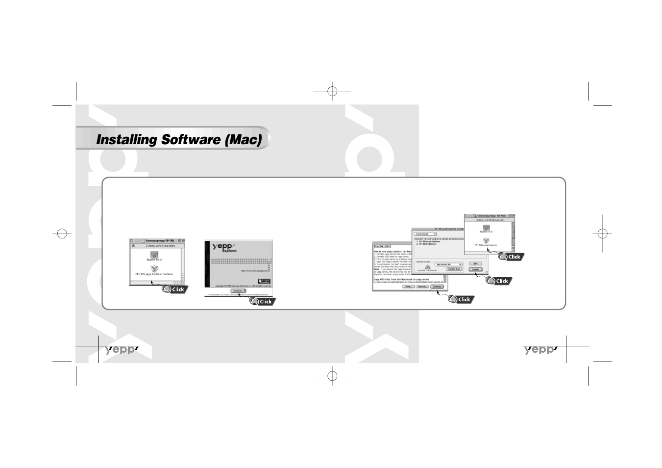 Installing software (mac) | Samsung YP-30SH User Manual | Page 14 / 30