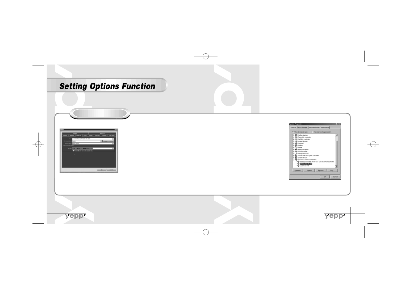 Setting options function | Samsung YP-30SH User Manual | Page 17 / 30