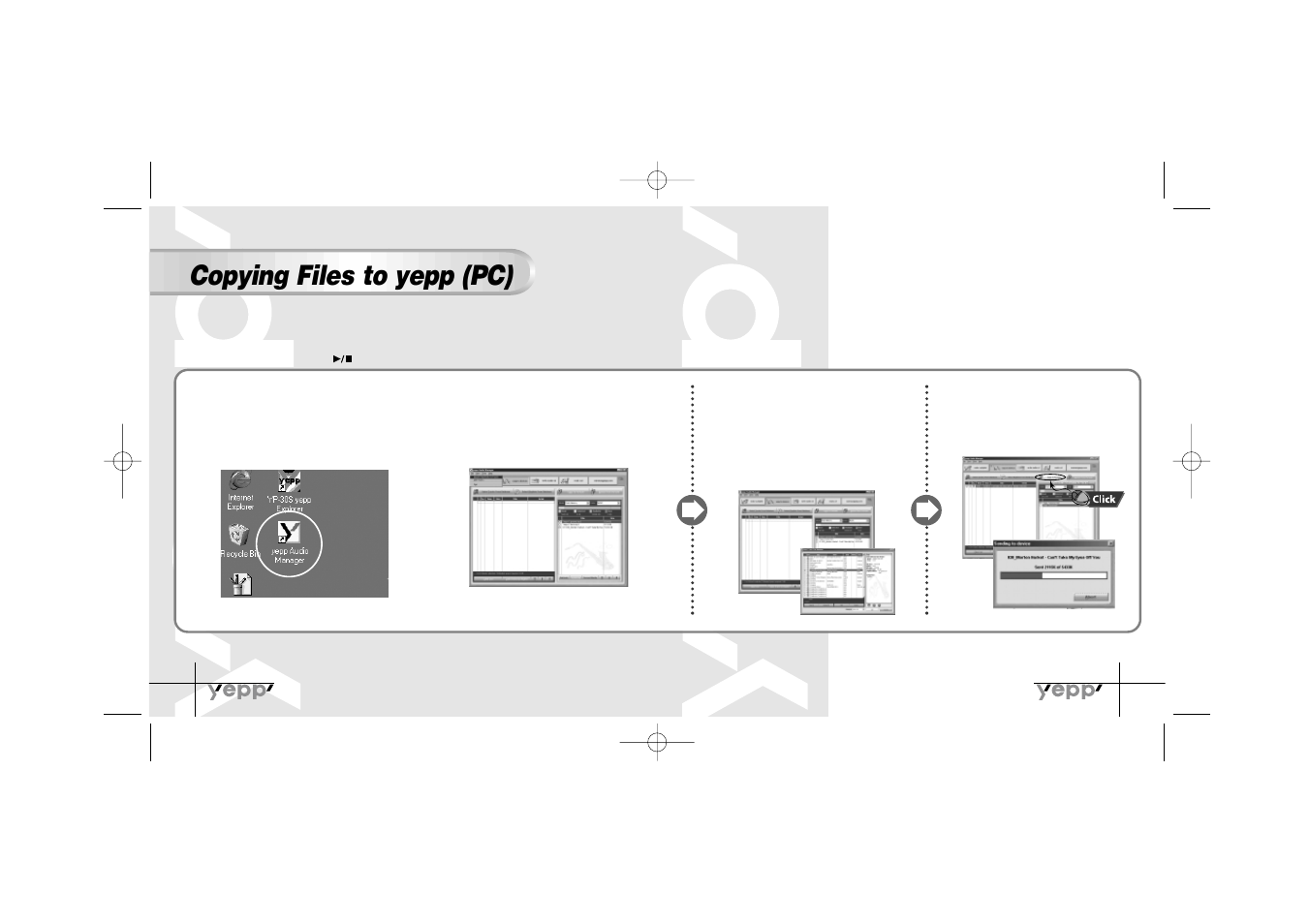 Copying files to yepp (pc) | Samsung YP-30SH User Manual | Page 18 / 30