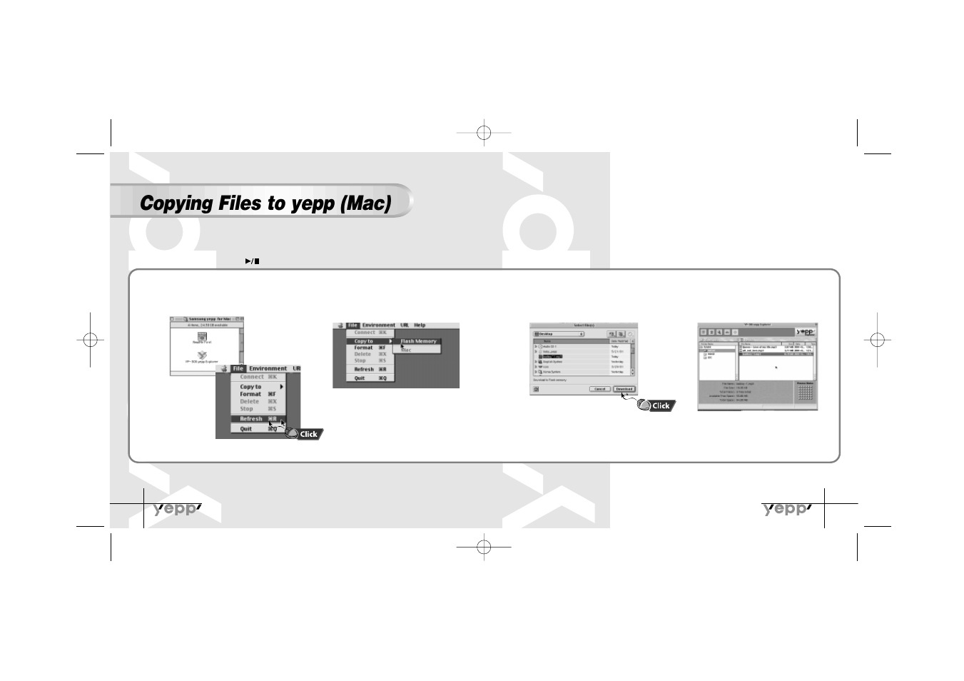 Copying files to yepp (mac) | Samsung YP-30SH User Manual | Page 19 / 30