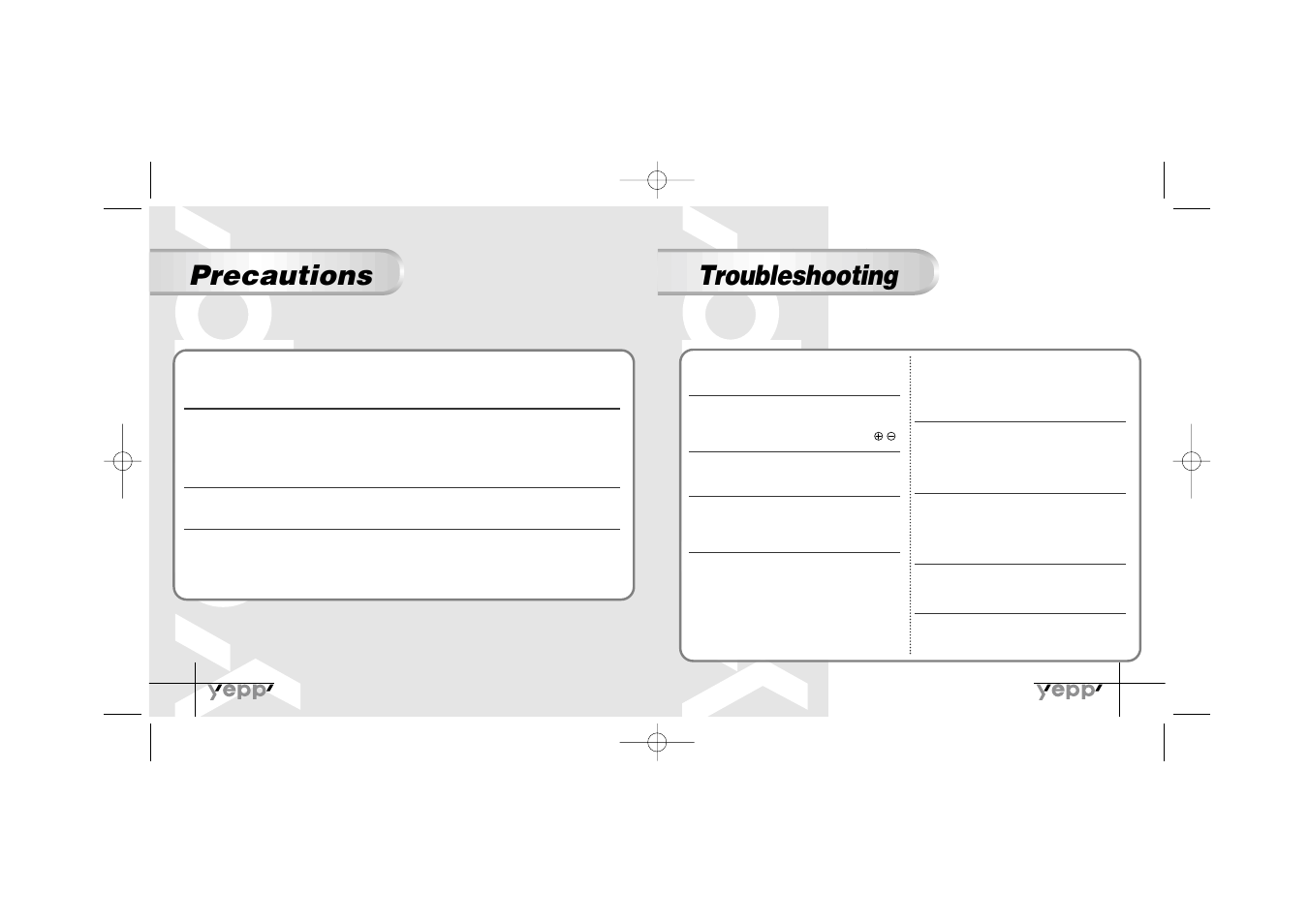 Precautions, Troubleshooting | Samsung YP-30SH User Manual | Page 26 / 30