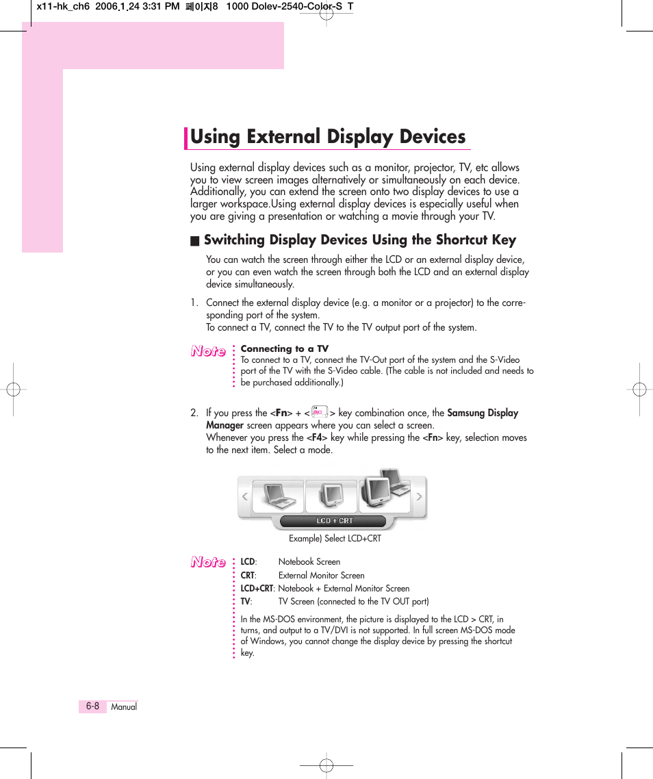 Using external display devices | Samsung M55 User Manual | Page 120 / 161