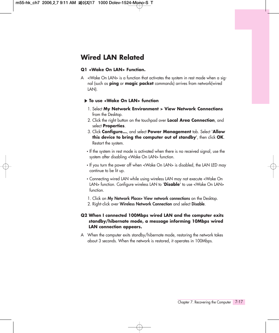 Wired lan related | Samsung M55 User Manual | Page 141 / 161