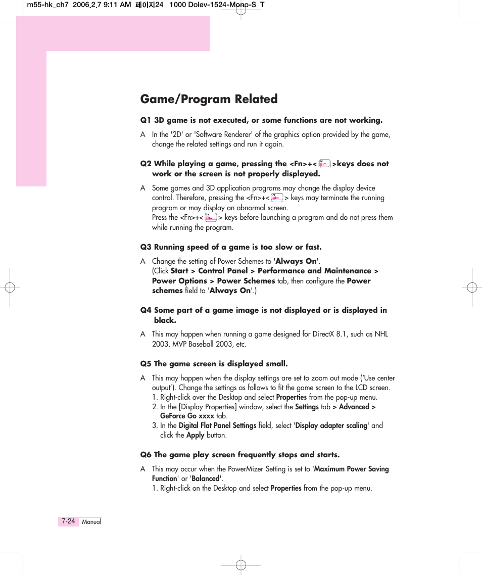 Game/program related | Samsung M55 User Manual | Page 148 / 161