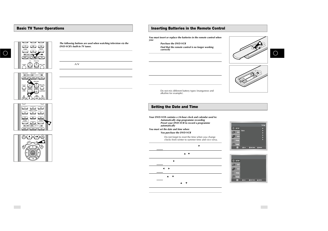 Basic tv tuner operations | Samsung DVD-V85 User Manual | Page 10 / 37